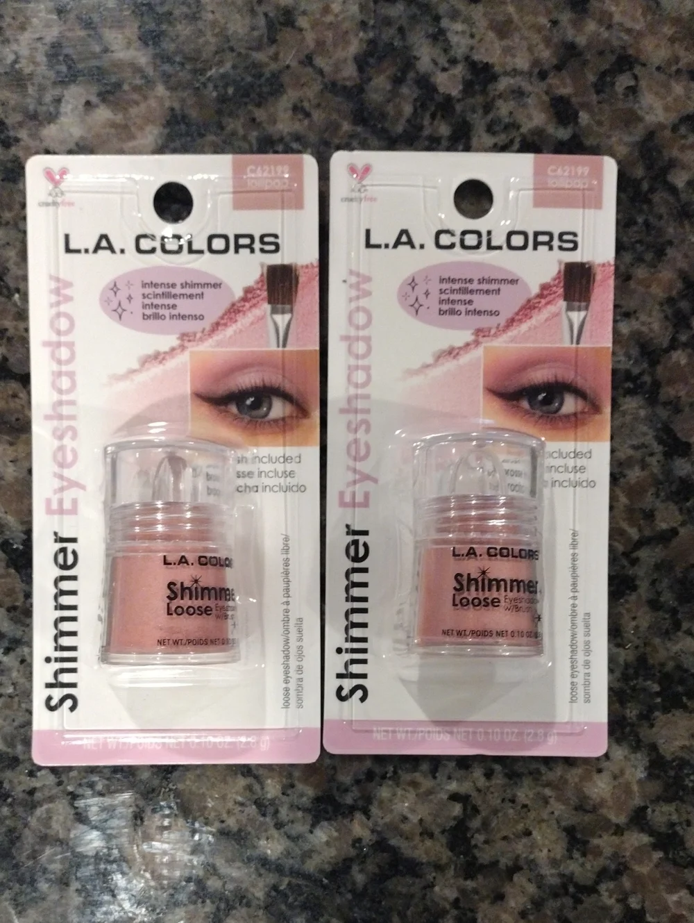 Lot of 2 L.A COLORS Shimmer Loose Eyeshadow both Honey Lollipop Pink 0.10 oz new